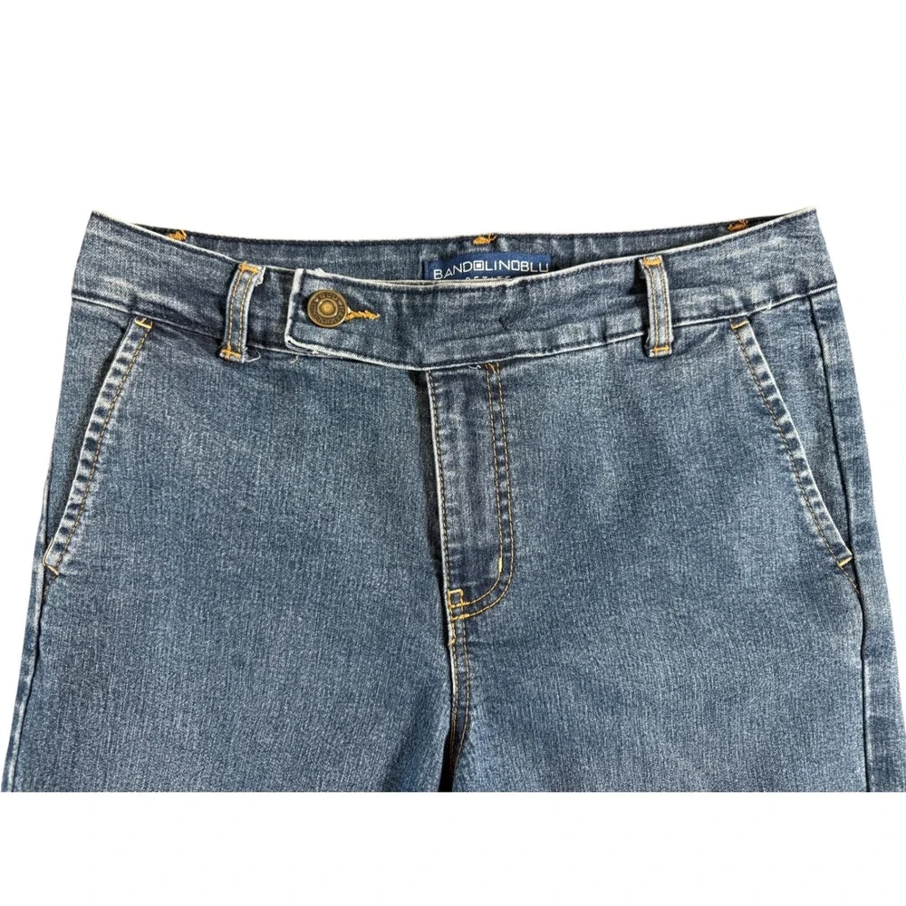 Bandolino Blu Petite Wide Leg Jeans Medium Wash Trouser Denim Size 10P Y2K Retro